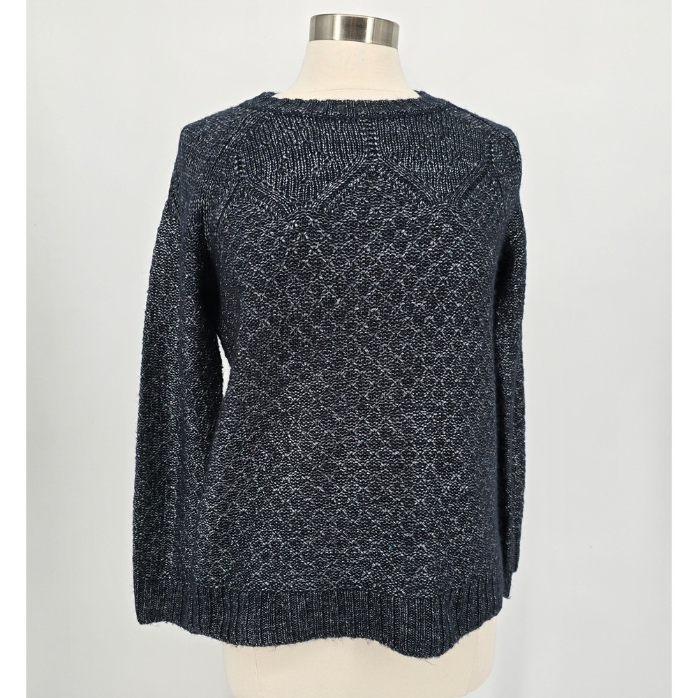 Talbots Sweater Women Medium Blue Pullover Crew Neck Raglan Preppy Knit